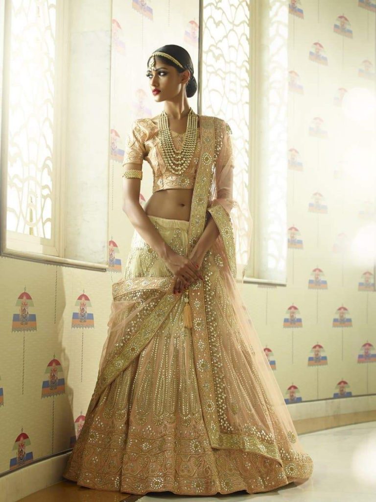 beige ombre bridal lehenga from Vasansi Jaipur