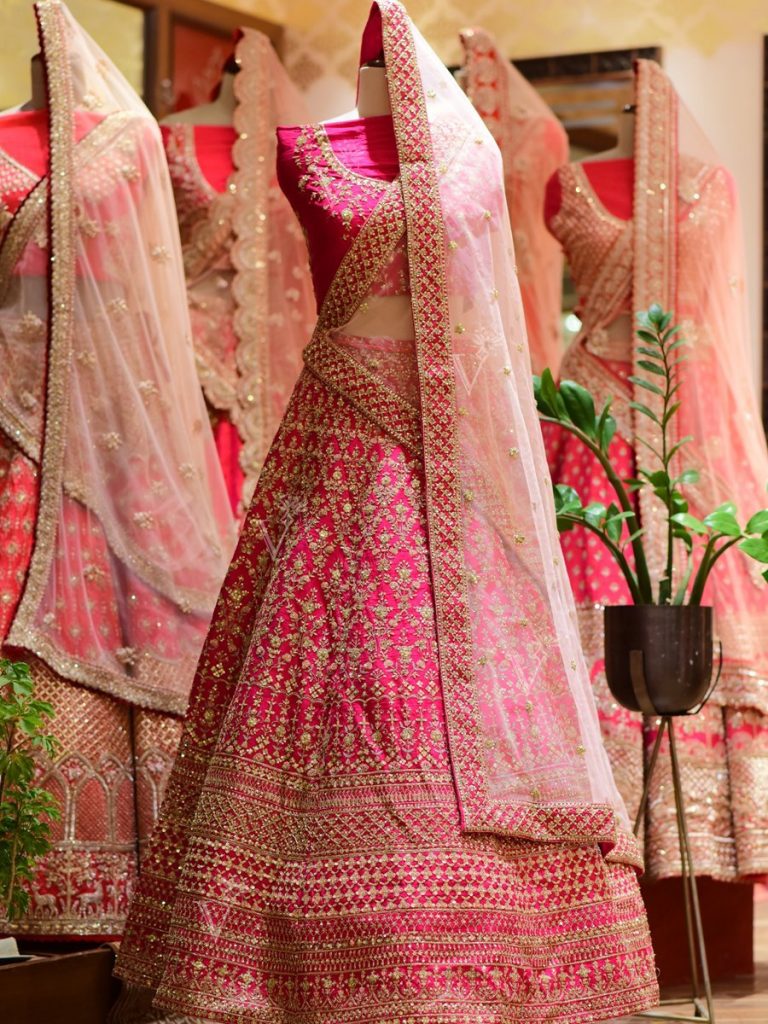 bridal lehenga in pink from Vasnasi Jaipur