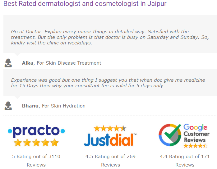 Reviews of best dermatologist in Jaipur