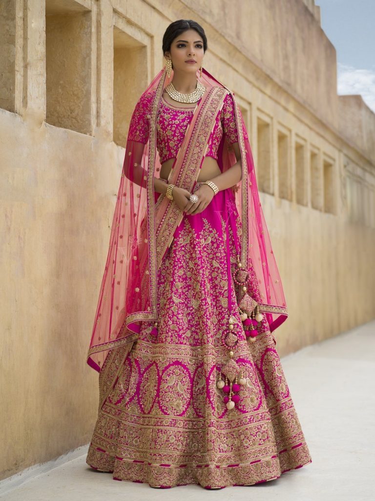 rani pink zardosi  bridal lehenga from Vasansi store