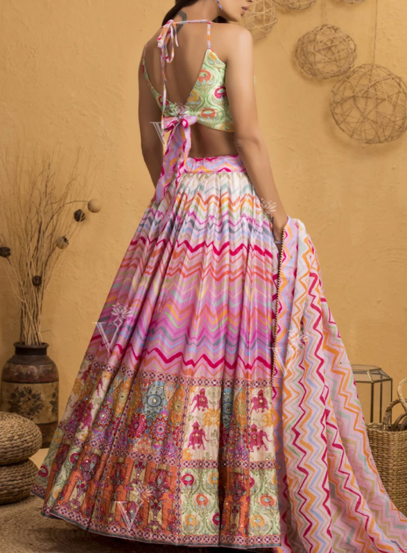 Baby Pink Vasansi signature Lehenga Choli 