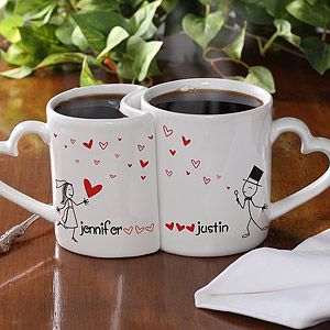 Romantic personalized coffee mug set