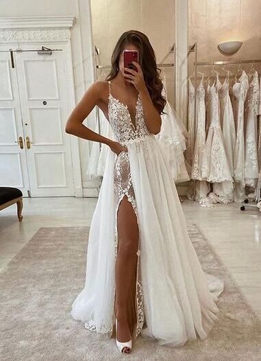 lace side cut outs sexy wedding dress