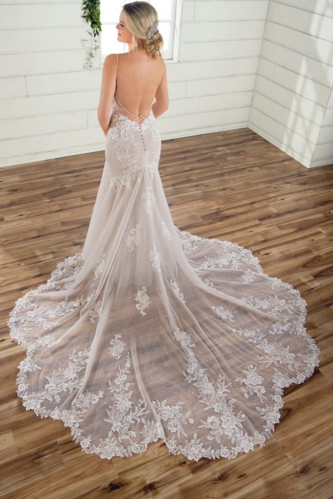 Lace wedding dress with low back