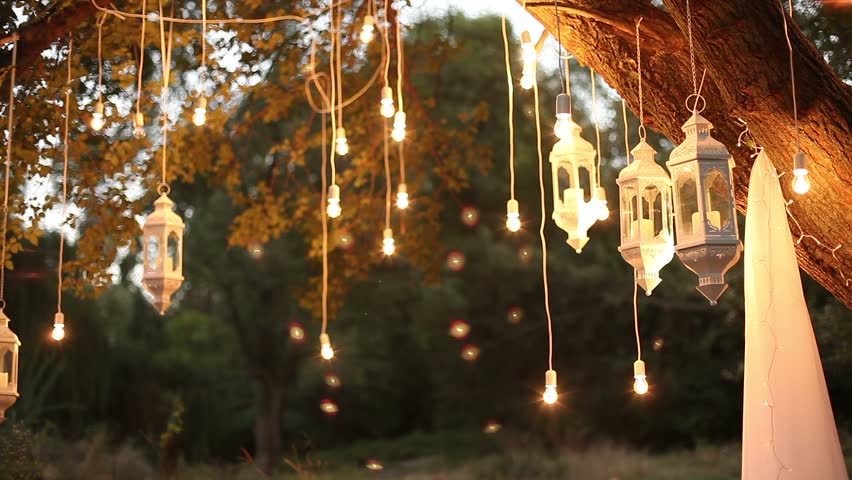 Decorate garden with lanterns