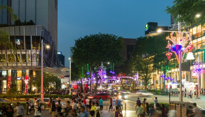 Singapore Orchard Road Night  Luxury Shopping District 