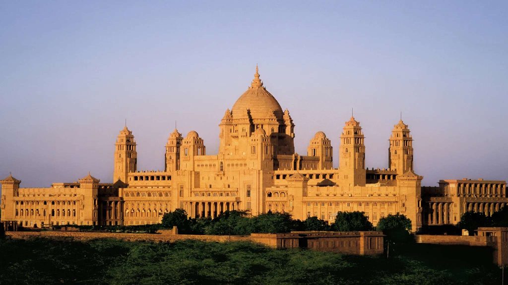  The grand Umaid Bhawan Palace building with its majestic architecture.